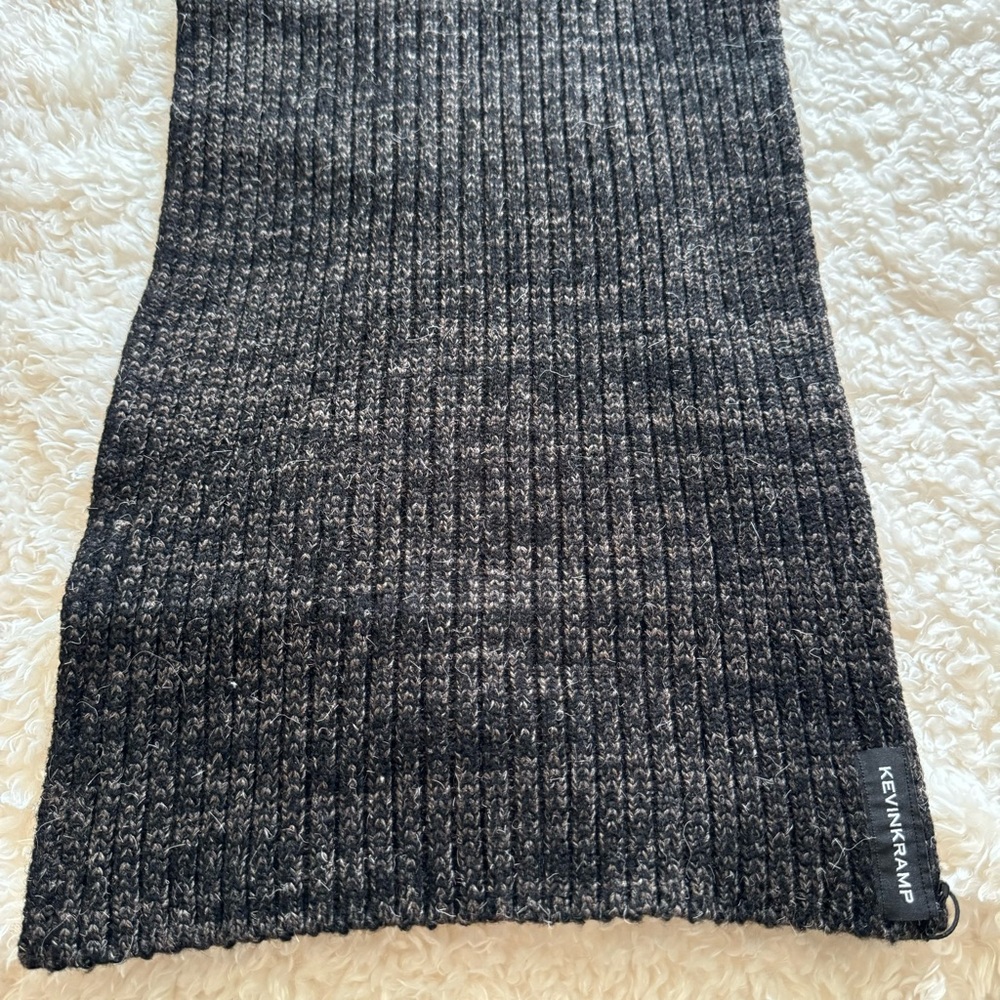 Kevin Kramp Ribbed scarf brown/gray Cashmere blend NEW - Picture 5 of 9